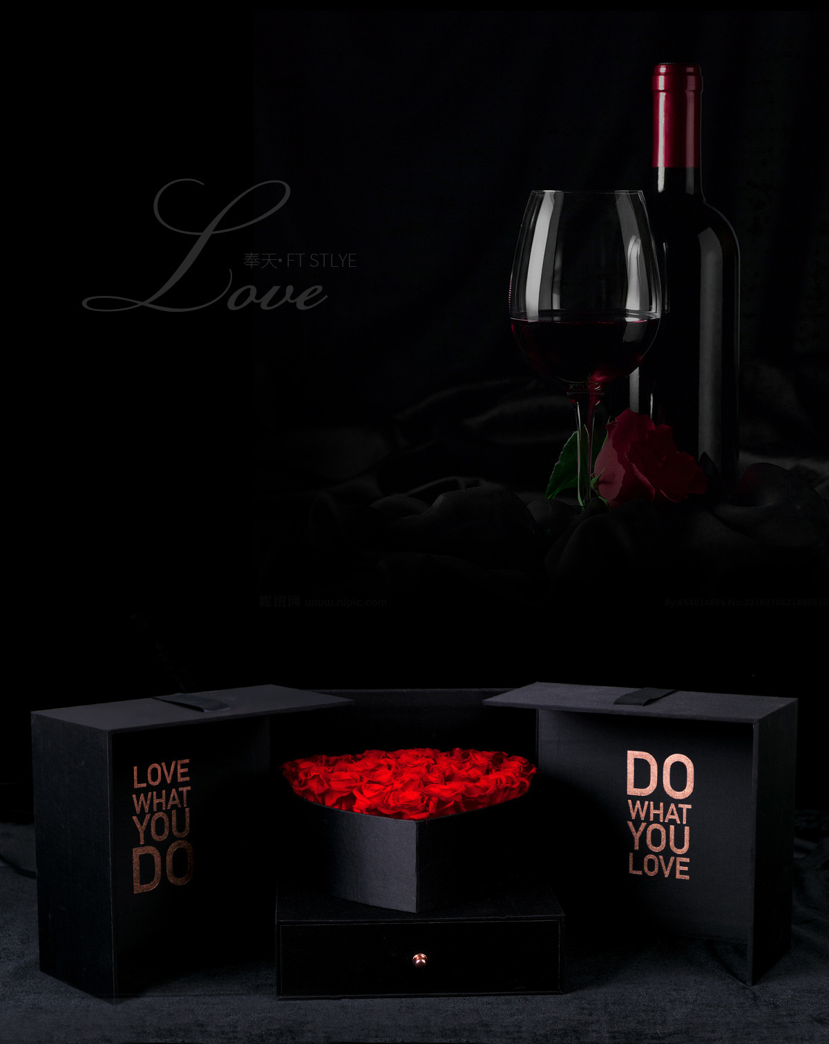 Qixi cubo mágico caja de regalo de flor rosa de gama alta caja de regalo de San Valentín caja de regalo de cajón de doble puerta