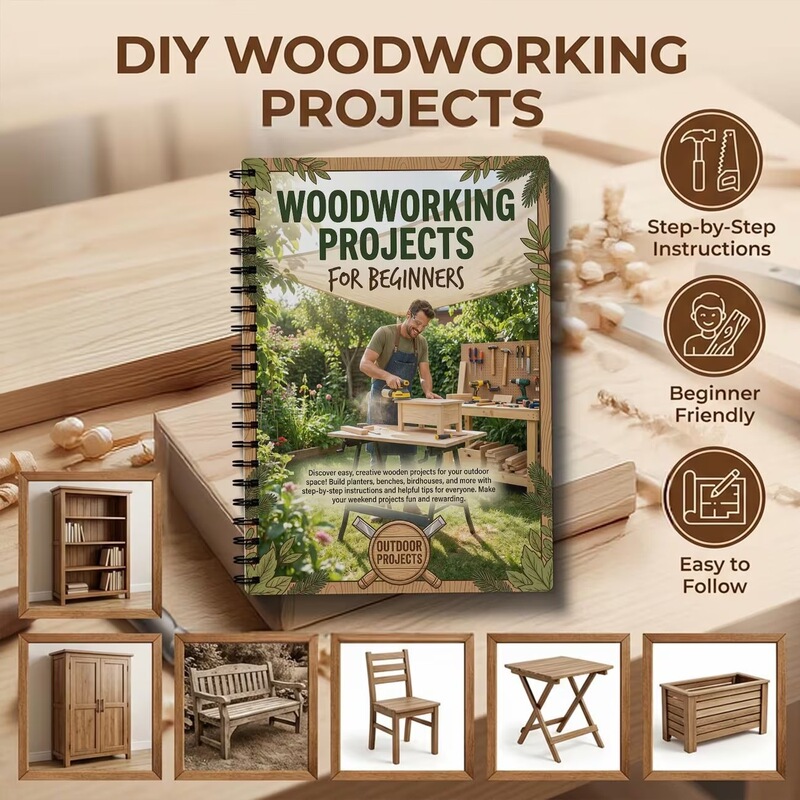 Cross-Border Amazon Temu New Woodworking Project Plan Notebook Suitable for Beginners, Ring-Bound Planner Notebook
