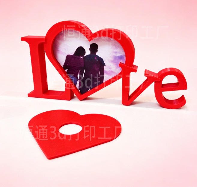 Cross-Border New 3D Printed Letter Love Heart Photo Frame Ornament Creative Home Desktop Decoration Valentine's Wedding Gift