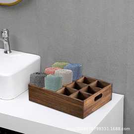 木质格子多格收纳盒桌面多格木盒方格分格收纳盒抽屉浴室客厅收纳
