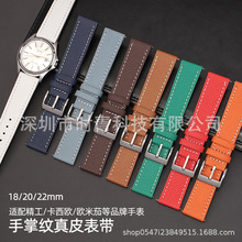 适配古董劳水鬼复古真皮表带宝泊联名斯沃琪手掌纹头层牛皮手表带