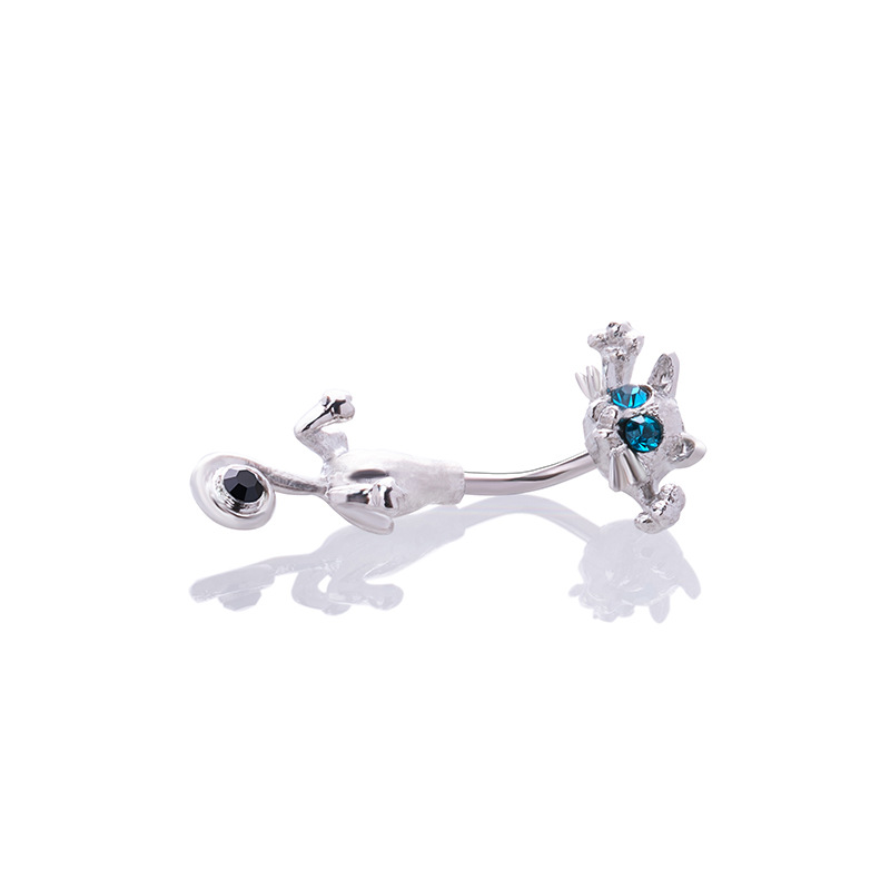 Belly Button Ring Navel Stud With Rhinestone In Stainless Steel_voghion.com