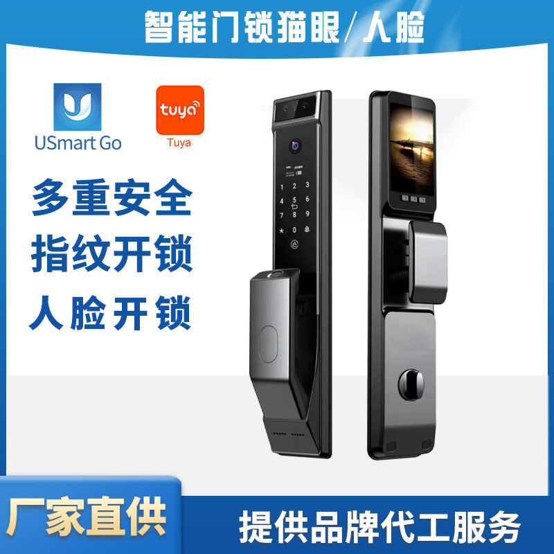 3D人脸识别智能锁家用防盗门指纹锁跨境出口涂鸦APP手机远程控制