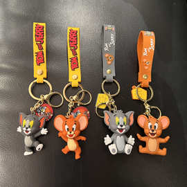 创意欧美动画片动漫猫和老鼠钥匙扣猫鼠pvc公仔包包挂件情侣配饰