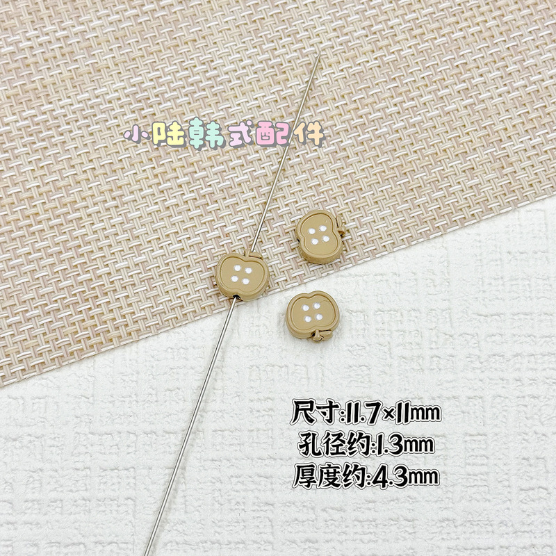 合金苹果仿纽扣烤漆串珠 diy发绳饰品手机链包挂钥匙扣散珠材料|undefined