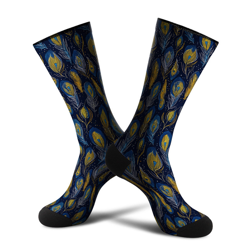 360 Seamless Digital Printing 3D Digital Printing Trendy Socks Peacock Feather Art Stockings