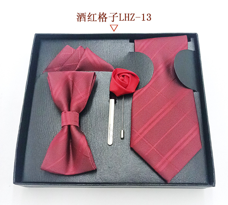 Directo de fábrica desgaste formal hombres corbata cuadrada bufanda caja regalo moda boda cena novio pajarita traje