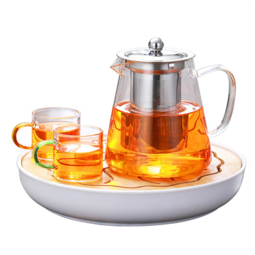 Factory glass teapot, flower tea pot, stainless steel filter teapot, glass brewing teapot, brewing glass pot