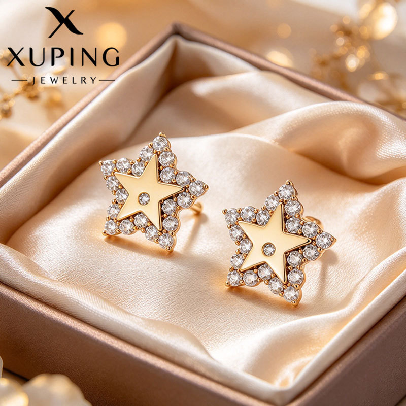 Broqueles de Estrella con Zirconia de Aleación de Cobre para Mujer