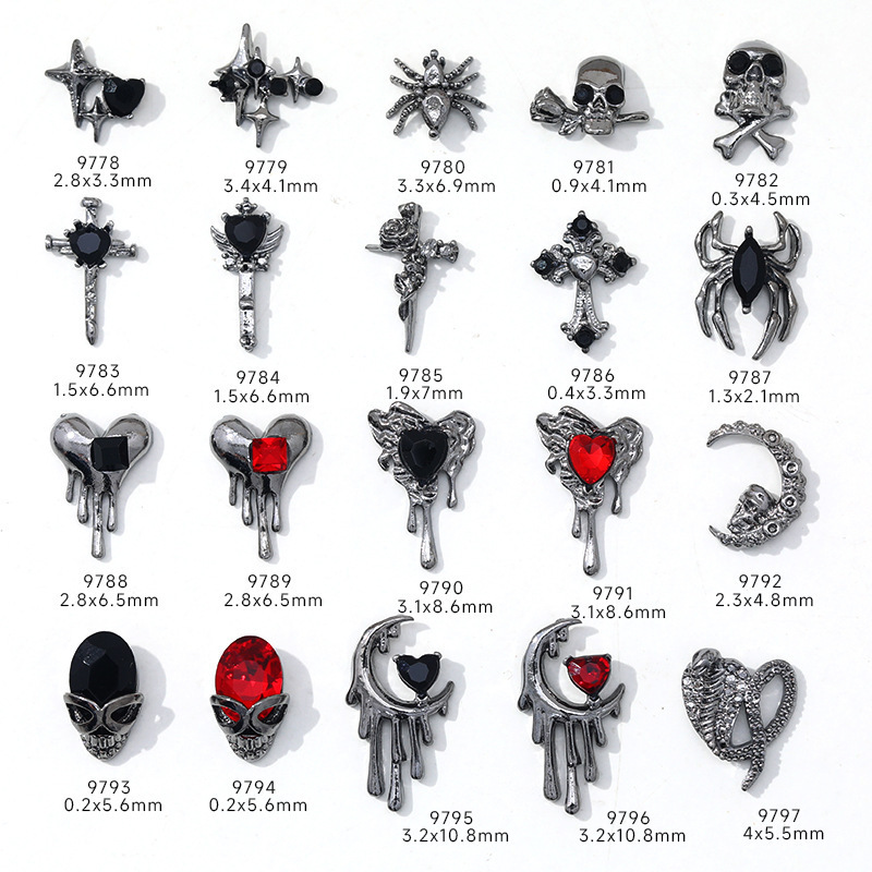 Internet Celebrity Halloween Nail Art Rhinestone Decorations Cross Moon Dark Style Personalized 3D Alloy Nail Art Accessories Wholesale Internet Celebrity Halloween Nail Art Rhinestone Decorations Cross Moon Dark Style Personalized 3D Alloy Nail Art Accessories Wholesale