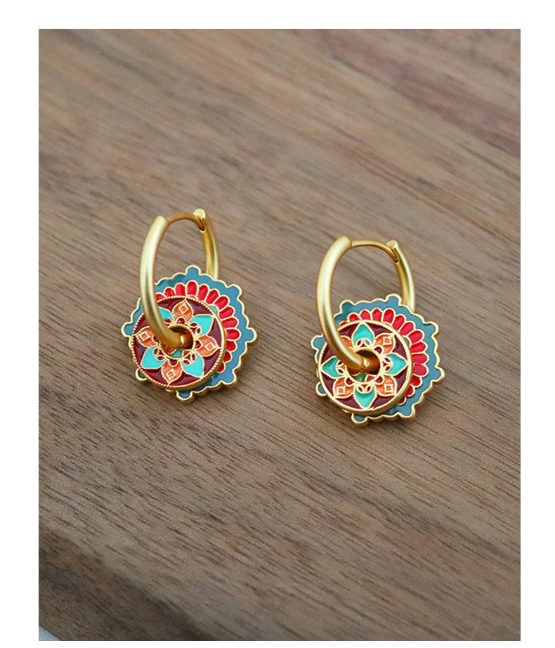 1 Pair Classical Flower Enamel Copper Drop Earrings display picture 6