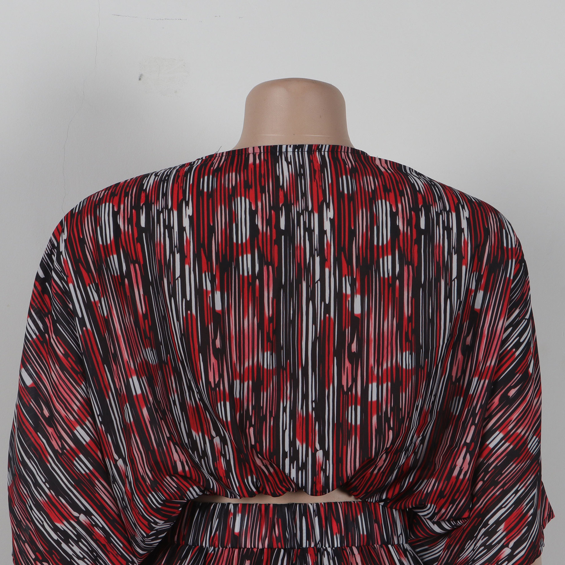 Women Popular Printed Contrast Color V-neck Wide Leg Two Piece Set