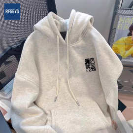 秋冬季加绒加厚儿童连帽卫衣百搭宽松男女童装潮中大童上衣服复古