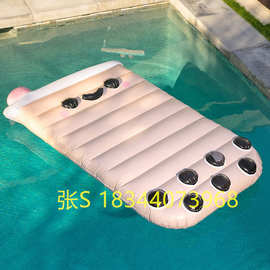 跨境新品 PVC充气珍珠奶茶浮排 充气泳池浮舟 PVC充气萌土豆躺椅