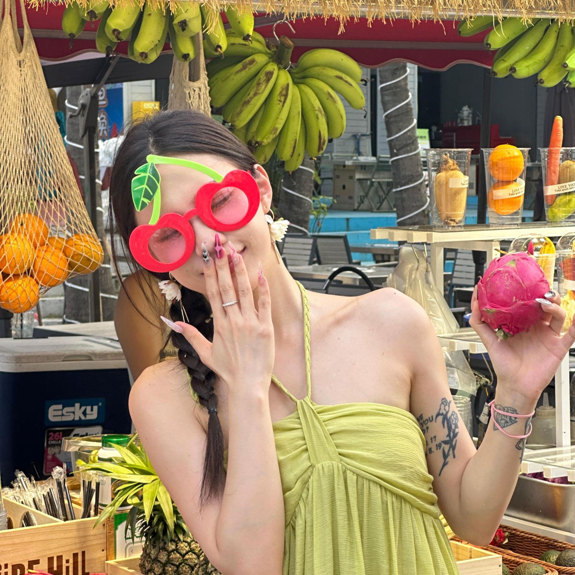 Gafas de Fiesta Forma de Cereza de Plástico ABS Decorativas para Fotografía