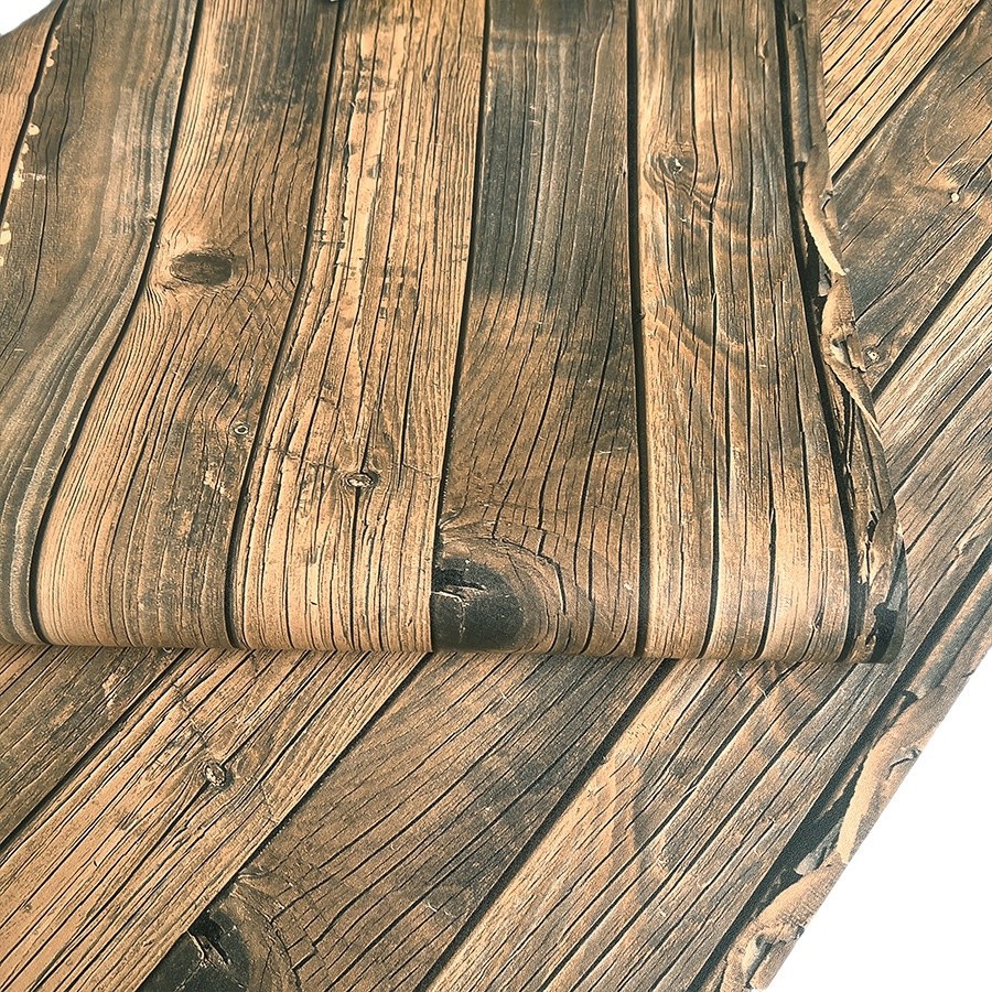 Autocolantes de parede 3d retro com efeito madeira às riscas_voghion.com