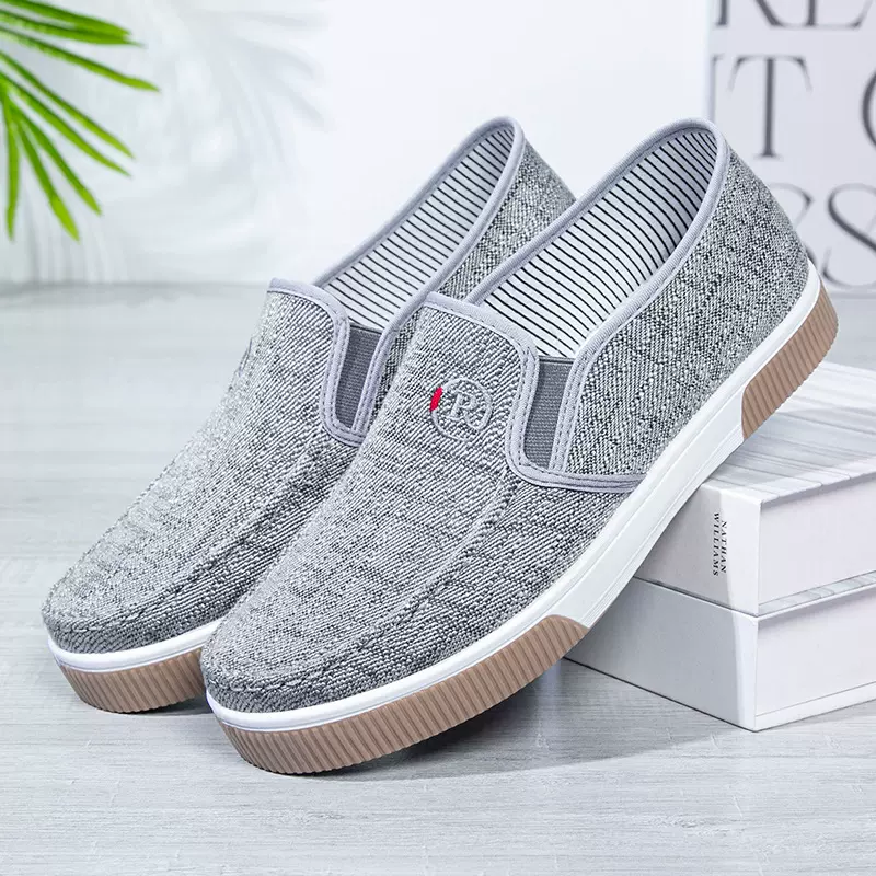 跨境2025春秋季新款男士低帮休闲鞋帆布鞋防滑一脚蹬男鞋TEMU代发