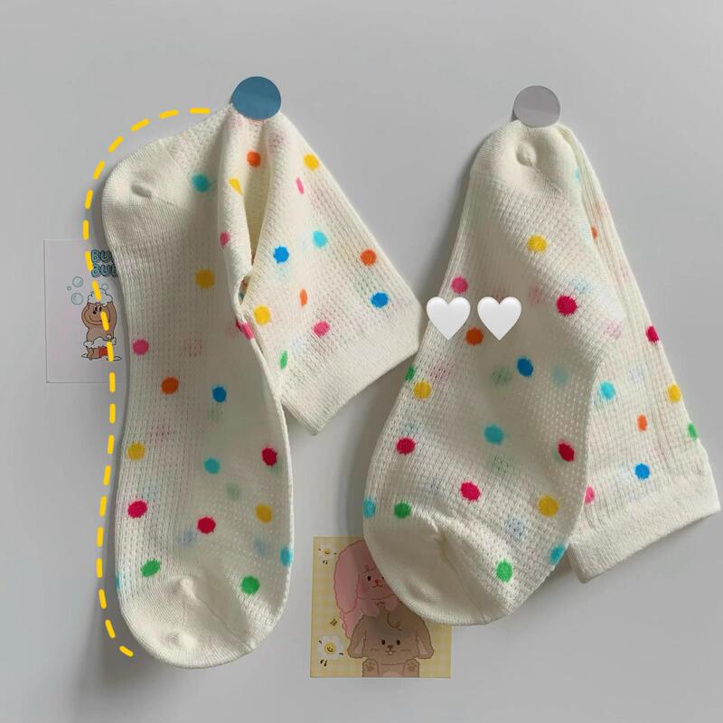 Women's mid-tube mesh summer thin mid-tube cotton breathable piled socks with hole slippers