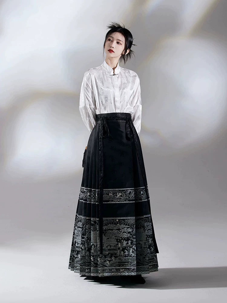 Set, long-sleeve, skirt, Chinese style, bright catchy style