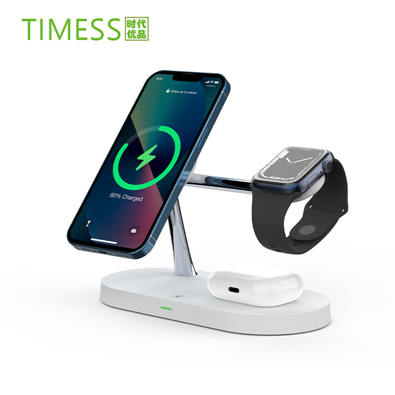 Cargador inalámbrico del teléfono móvil del doble 15W DE LA FUENTE cinco adentro para las auriculares T268 del reloj del teléfono móvil de Apple