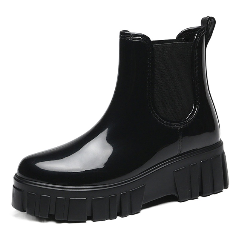Botas de lluvia de suela gruesa para mujer nuevas Botas de lluvia de color caramelo de moda al aire libre antideslizantes a media pantorrilla nuevas botas de lluvia de moda para mujeres image 1