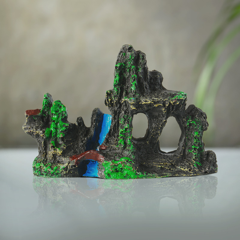 La rocalla de resina se puede hundir con agua, adornos decorativos, estilo explosivo, micro-paisaje chino, pecera, mini castillo paisajístico