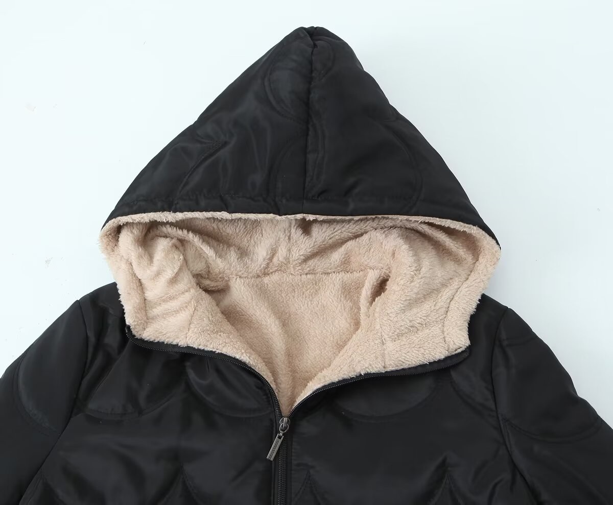 Women's Winter Coat Hooded Velvet Lined Thick Warm Casual Jacket_voghion.com
