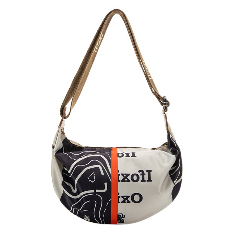2024 Summer Crescent Bag Single Shoulder Crossbody Bag Creative Fabric Bag Elegant Casual Women's Bag Light Luxury Color-Block Design