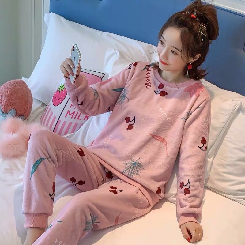 Otoño y invierno pijamas mujeres coral veludo engrosado 2024 nuevos estudiantes cálidos franela invierno conjunto de ropa para el hogar image 22