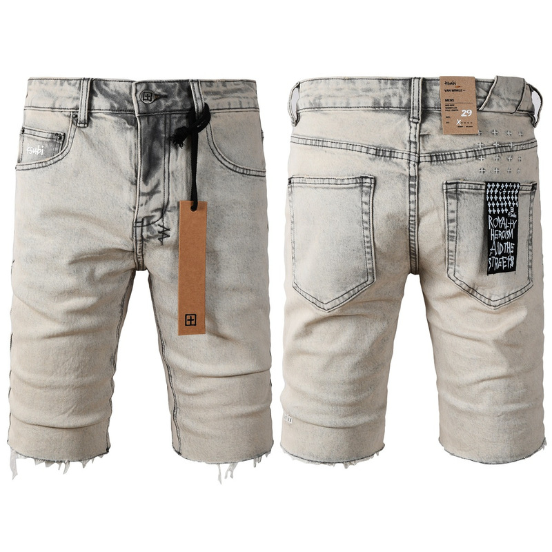 Foreign Trade Cross-Border European and American Trendy Brand Ksubi Shorts Hiphop Street Hip-Hop Ripped Distressed Denim Shorts