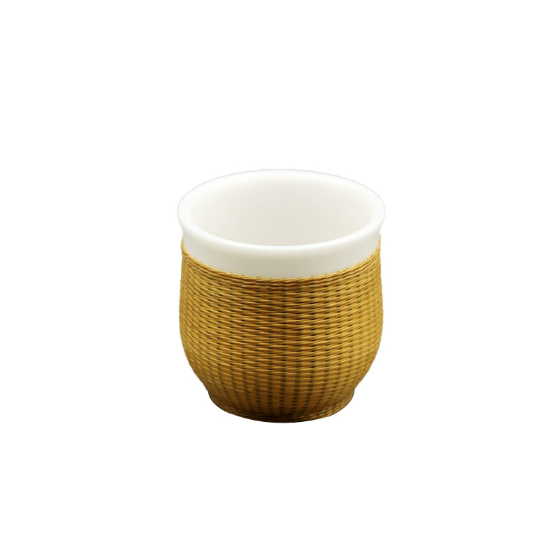 woven ethnic tea cup white jade