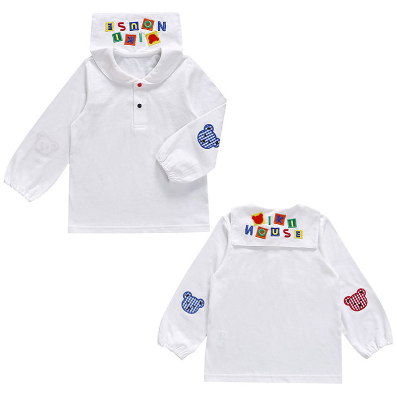 Ready-Made Kidsren's Clothing for Boys and Girls Cartoon Plaid Bear Long-Sleeved Shirt with Kidsren's Polo Shirt Dropshipping