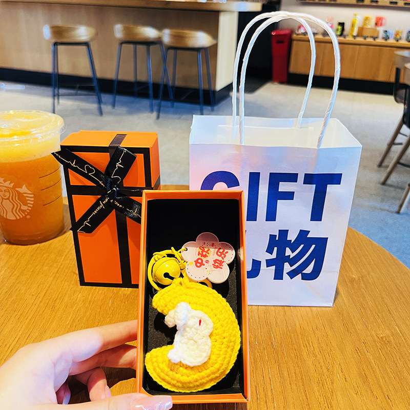 高品质毛绒钩织月亮兔子中秋节挂件钥匙扣创意包包挂饰礼物小批发|undefined