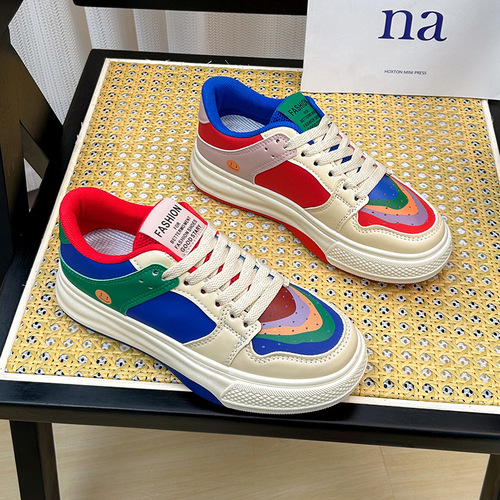 Student canvas shoes Korean version Ins trendy 2024 spring new casual shoes foreign trade breathable lightweight thick sole women's cake shoes