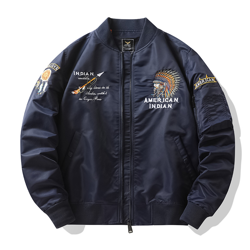 Men's Clothing heavyweight high street pilot jacket loose embroidered baseball jacket spring and autumn retro jacket men's wear_voghion.com