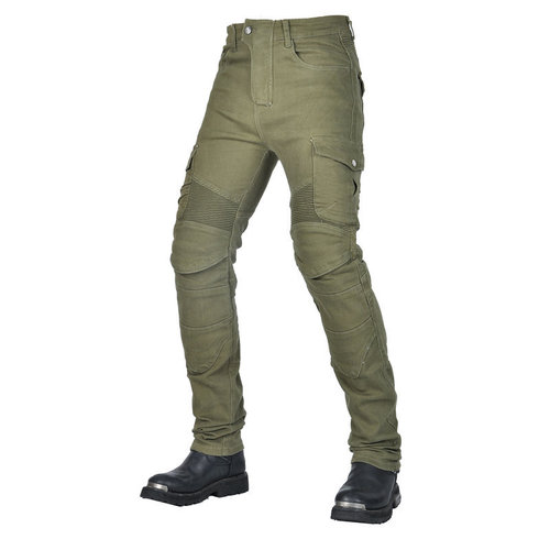 VOLERO Men's and Women's Motorcycle Jeans, Military Green Work Pants, Anti-Fall Riding Pants, Leather Jacket Pants 06