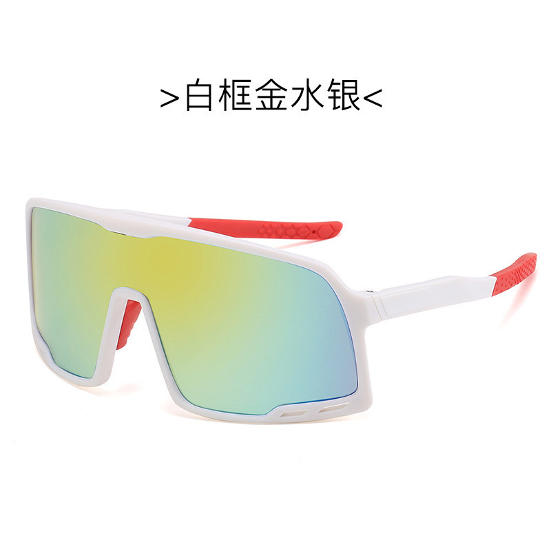 Gafas de ciclismo de moda transfronterizas, gafas deportivas de esquí al aire libre, gafas de sol de montura grande de una pieza, gafas de sol de mercurio reflectantes de colores