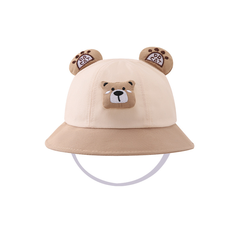 Sombrero de bebé primavera y otoño oso pequeño sombrero de pescador lindo niño niñas sombrero de sol bebé versátil sombrero de sol verano delgado