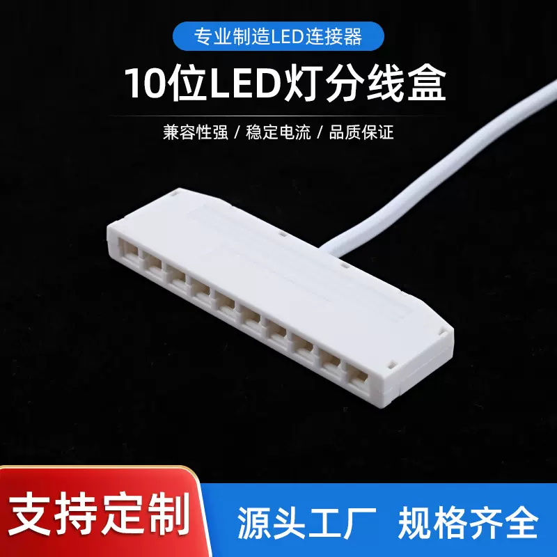定制LED灯10位杜邦分线盒酒柜衣柜灯电源连接器灯具铜线芯接线盒