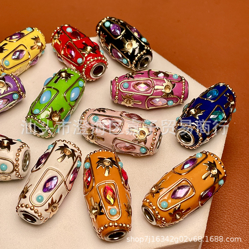 Nepal inlaid series handmade barrel beads diy accessories handmade loose beads spacer beads Buddha necklace accessories
