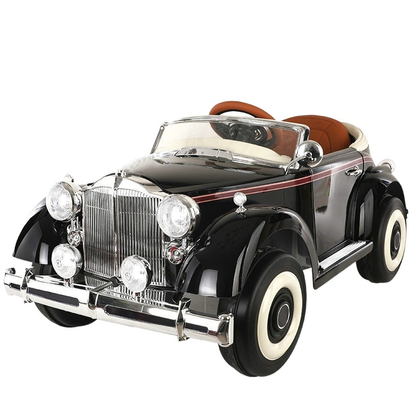 Coche eléctrico para niños El coche clásico de control remoto para bebés macho y hembra puede sentarse en las cuatro ruedas con tracción en las cuatro ruedas, coche de juguete oscilante recargable