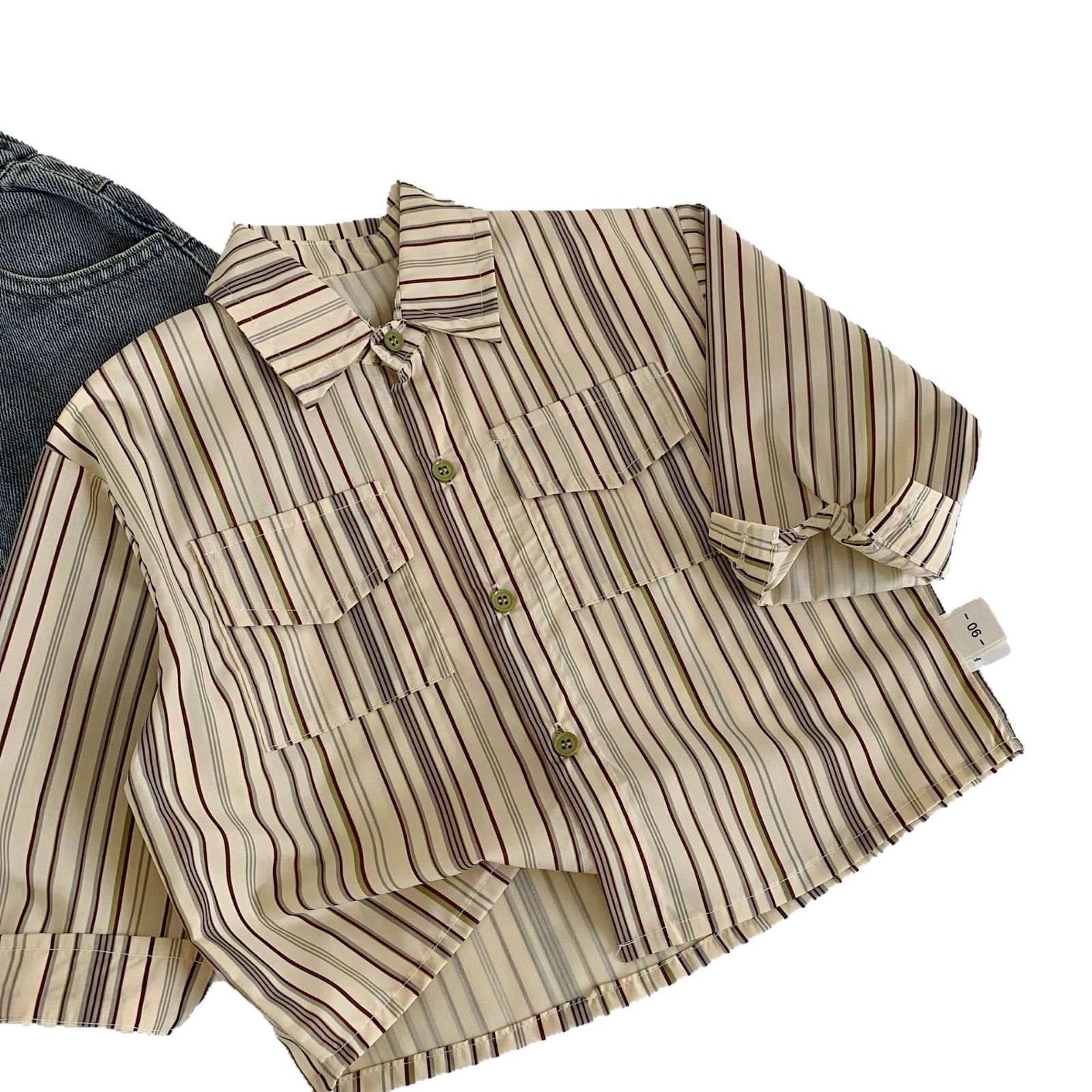 Camisa para niños Maibao 2025 primavera nueva versión coreana de la camisa hermosa a rayas para niños tops de primavera y otoño para niños