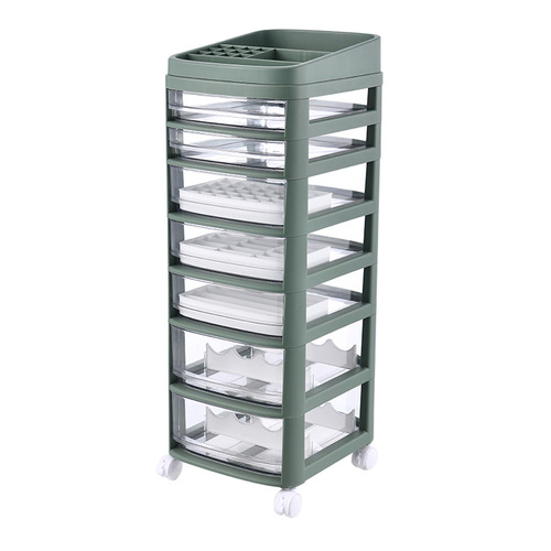 Nail salon drawer-type storage cabinet cosmetics storage lipstick mask classification transparent trolley storage rack with wheels