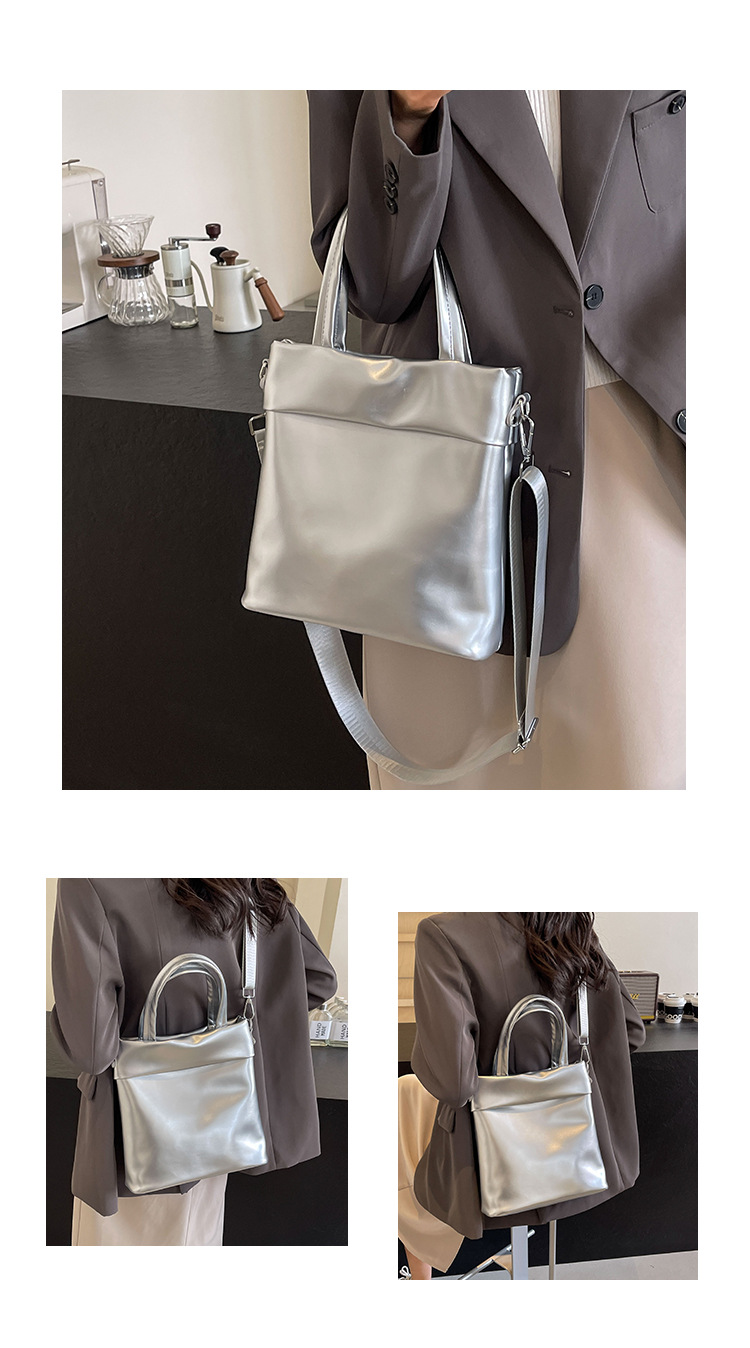 Women's Medium Pu Leather Solid Color Basic Classic Style Magnetic Buckle Tote Bag display picture 6