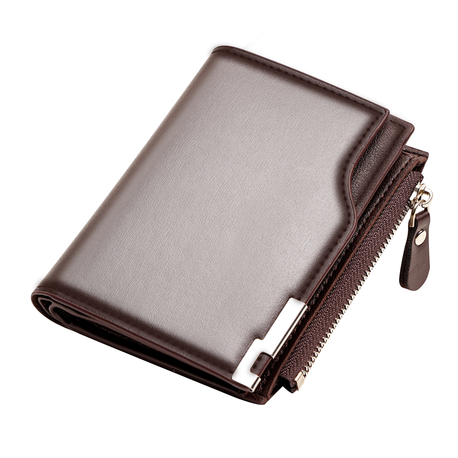 Cartera vertical para hombres, bolso de cambio de tarjeta múltiple, cartera corta con cremallera, cartera multifuncional para hombres.