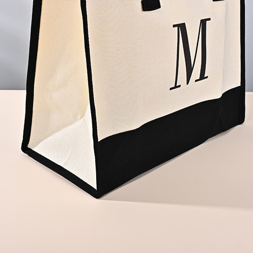 Customized Cross-border Exclusive Laminated Canvas Tote Bag Fashion Advertising Handbag Tailored Large Amazon Shopping Bag