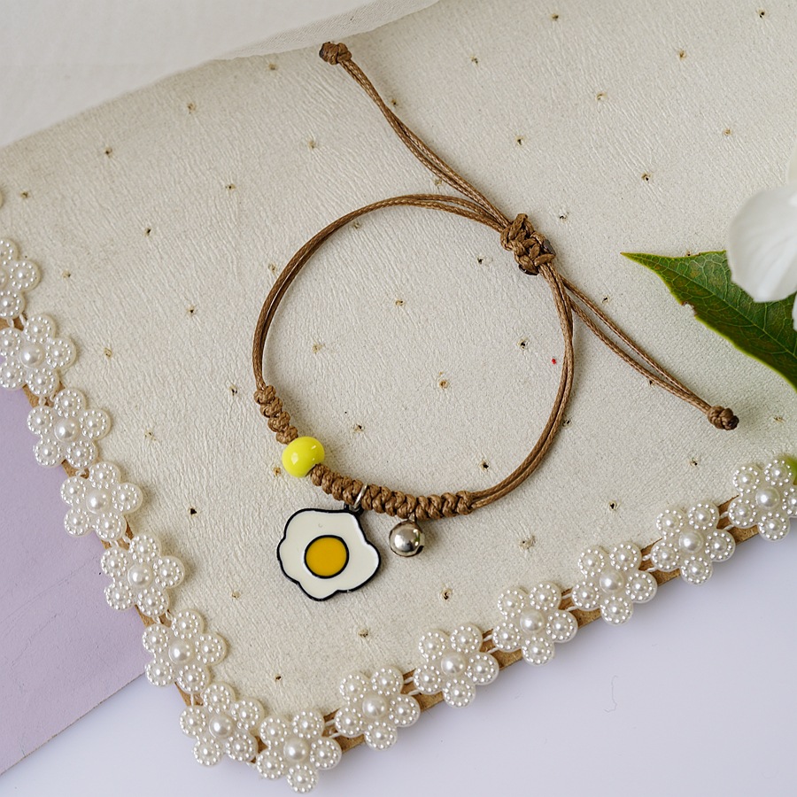 Pulsera de estudiante de perlas de cerámica, decoración de mano para novia, pulsera para niños de la escuela, joyería femenina, huevo escalfado 333A