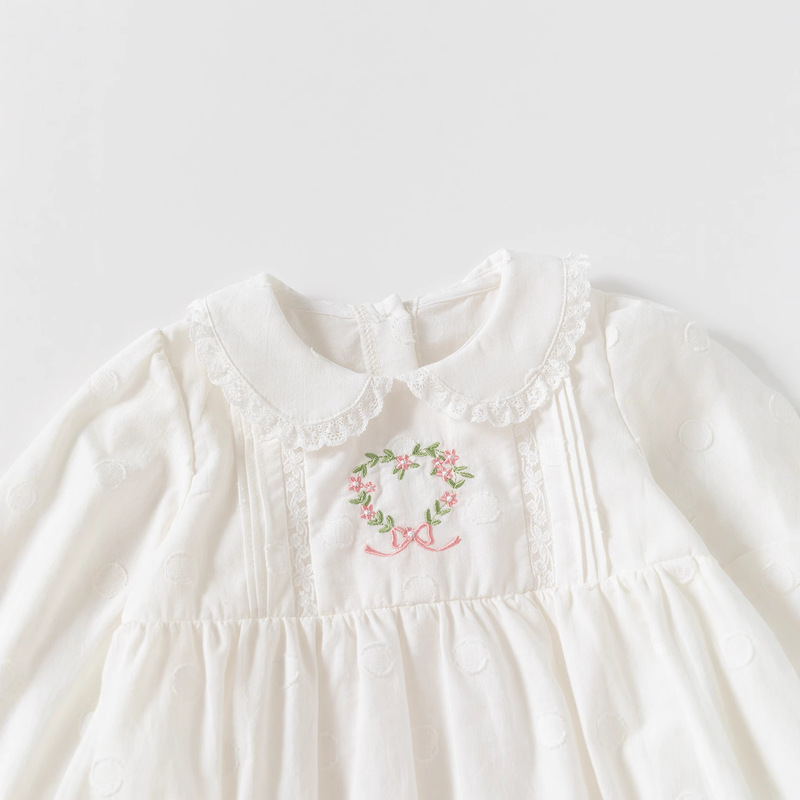 原创设计婴儿衣服秋季刺绣甜美女孩连体衣宝宝包屁衣纯棉新生儿衣|undefined