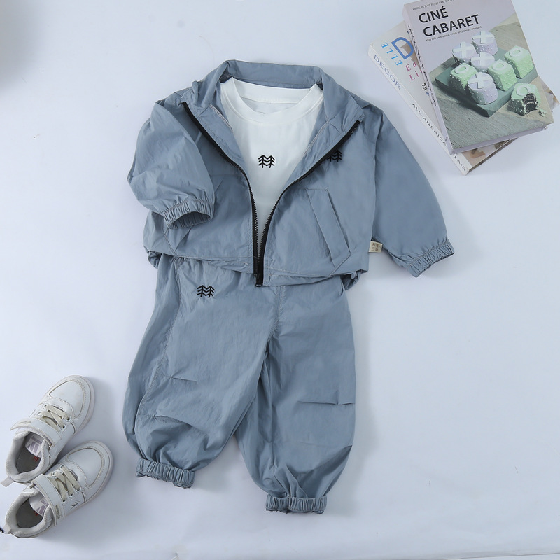 Children's Thin Sun Protection Clothing, Skin Air-Conditioning Clothing, Baby Boy's Summer Anti-Uv Breathable Fashion Three-Piece Set Children's Thin Sun Protection Clothing, Skin Air-Conditioning Clothing, Baby Boy's Summer Anti-Uv Breathable Fashion Three-Piece Set