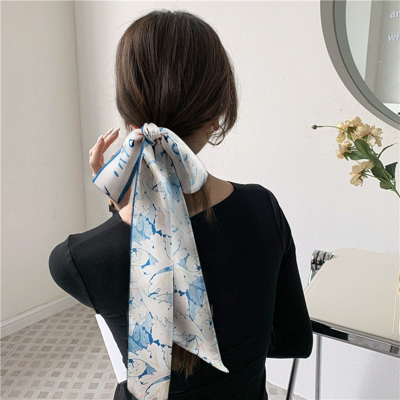 Retro Hair Scarf Ribbon Bow, French-Style Headband Neckerchief, Universal Autumn, 9 Colors